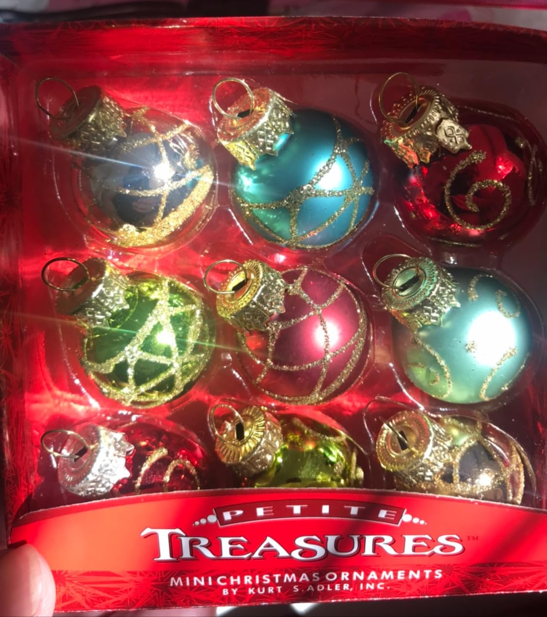 Kurt Adler Petite Treasures Multi Color Ball Christmas Ornament, Set of 9, 1 inch (C1899) customer photo 1