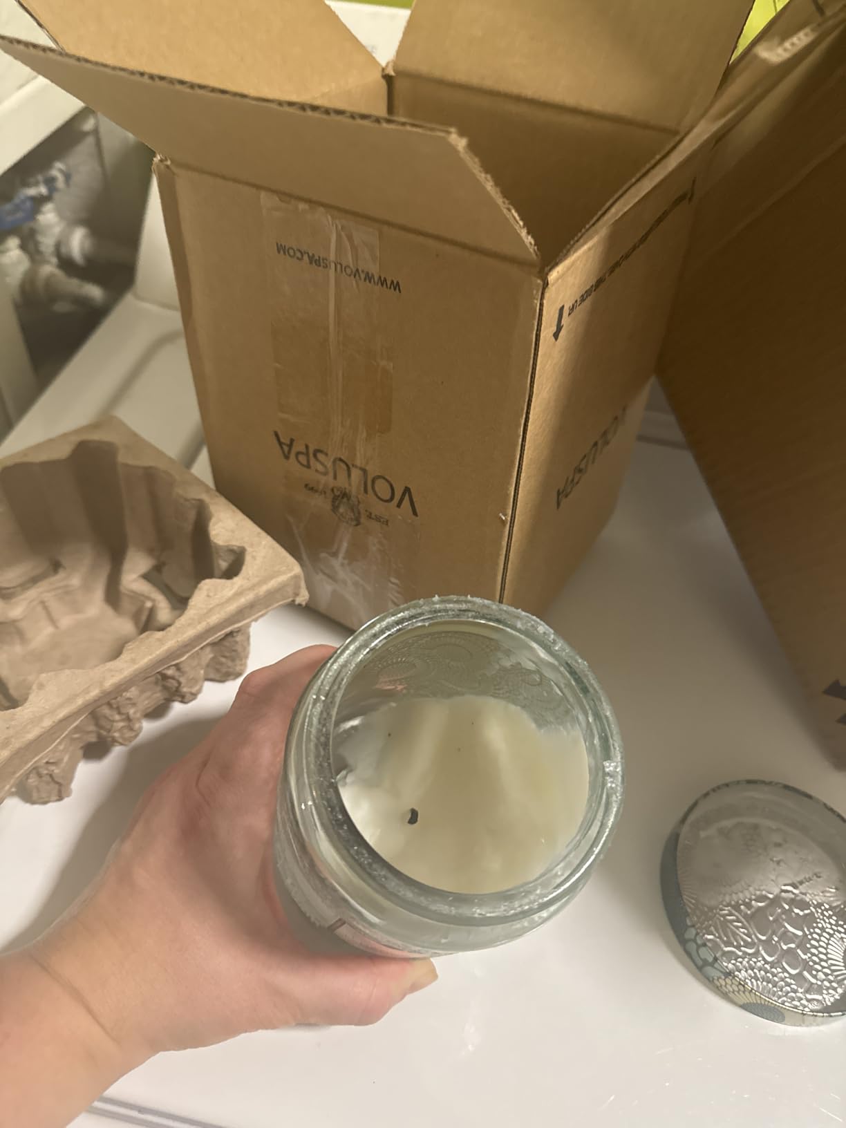 Voluspa French Cade Lavender Large Scented Candle Jar 18 Oz, 100 Hr Burn | Coconut Wax Blend in Decorative Glass, Clean Even Burn, USA Handcrafted Gift for Hosts, Fragrance Lovers & Relaxed Rooms customer photo 2