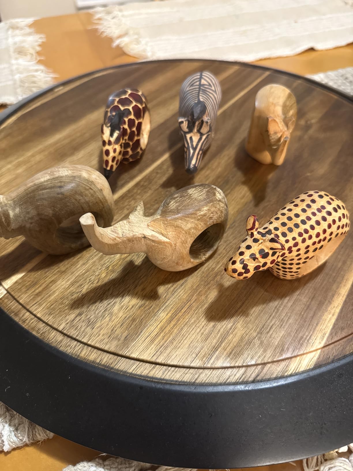 Global Crafts Hand-Carved Mahogany African Animal Napkin Rings Set of 6 customer photo 1