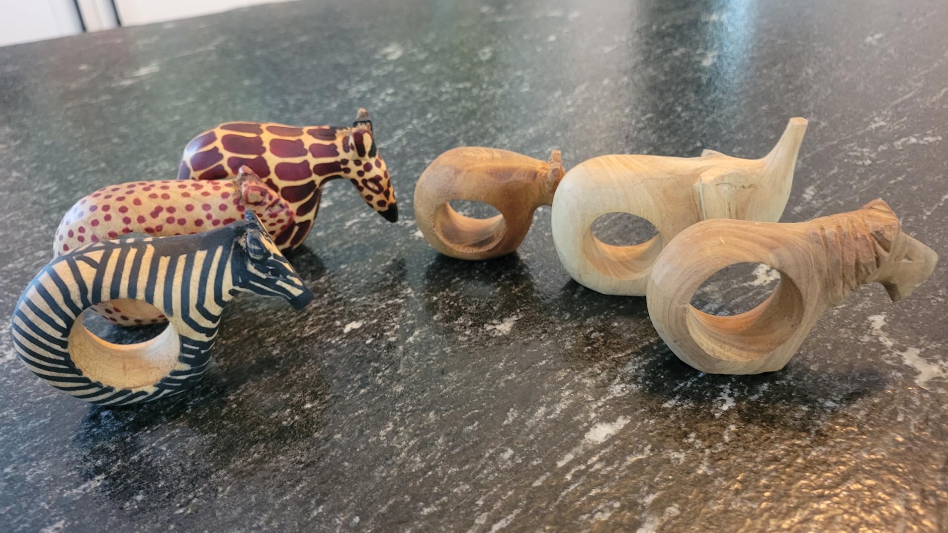 Global Crafts Hand-Carved Mahogany African Animal Napkin Rings Set of 6 customer photo 2