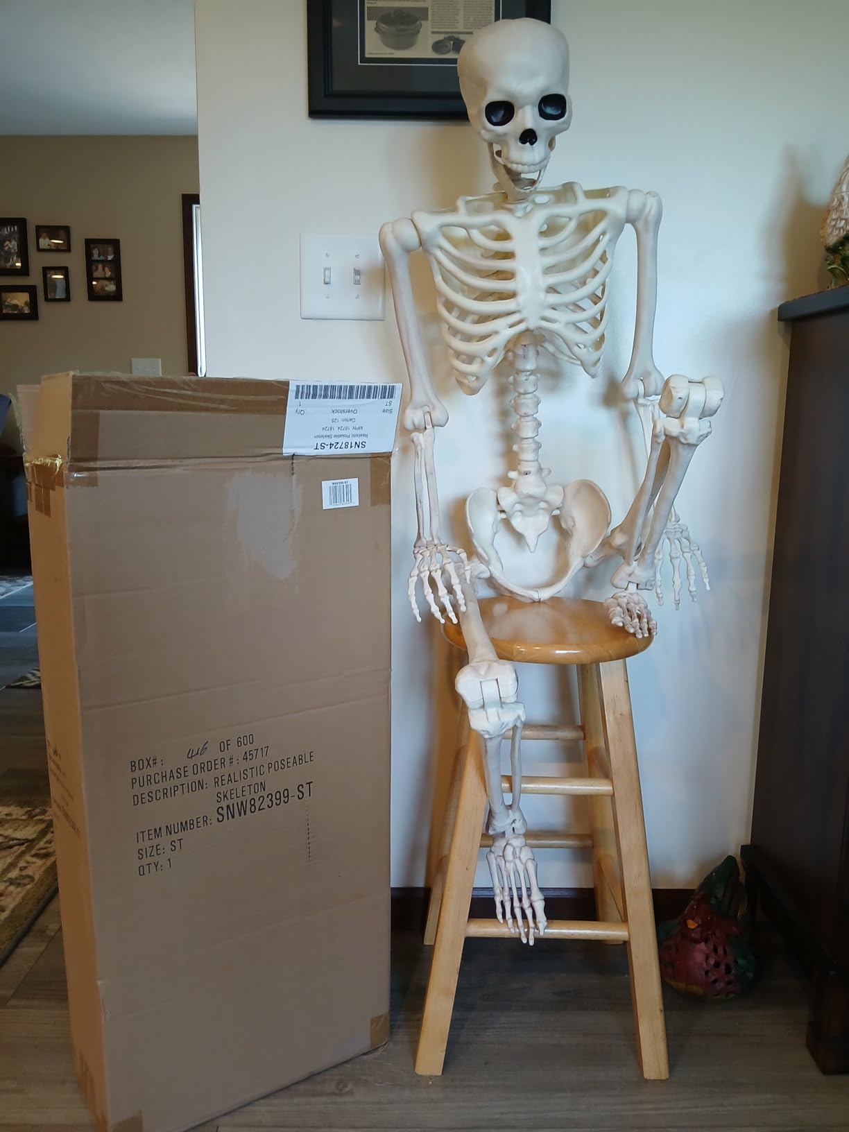 Crazy Bonez Original Pose-N-Stay Halloween Skeleton, 5 FT - Life-Size | Realistic, Fully Poseable Indoor & Outdoor Decoration, Durable Plastic Spooky Prop for Yard, Porch, Haunted House customer photo 1