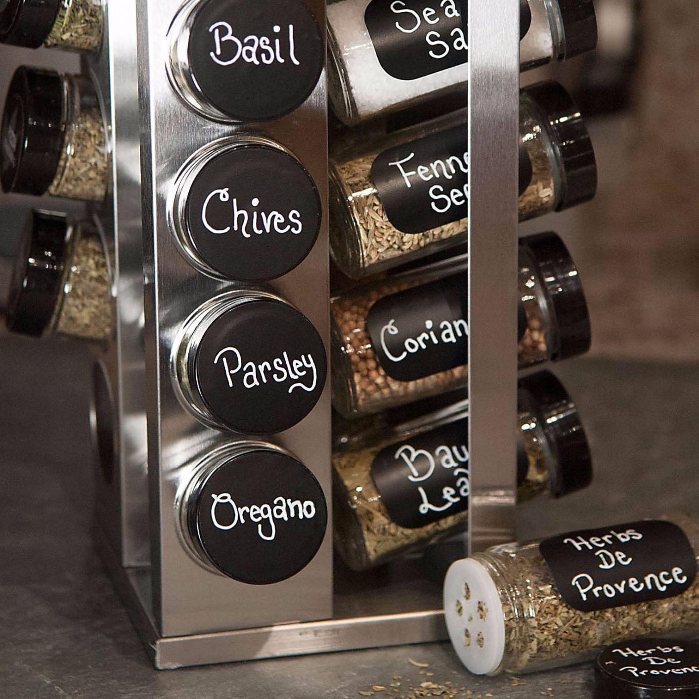 Kamenstein 16 Jar Heritage Revolving Countertop Spice Rack Organizer with Spices Included, FREE Spice Refills for 5 years, Brushed Stainless Steel with Black Caps customer photo 2