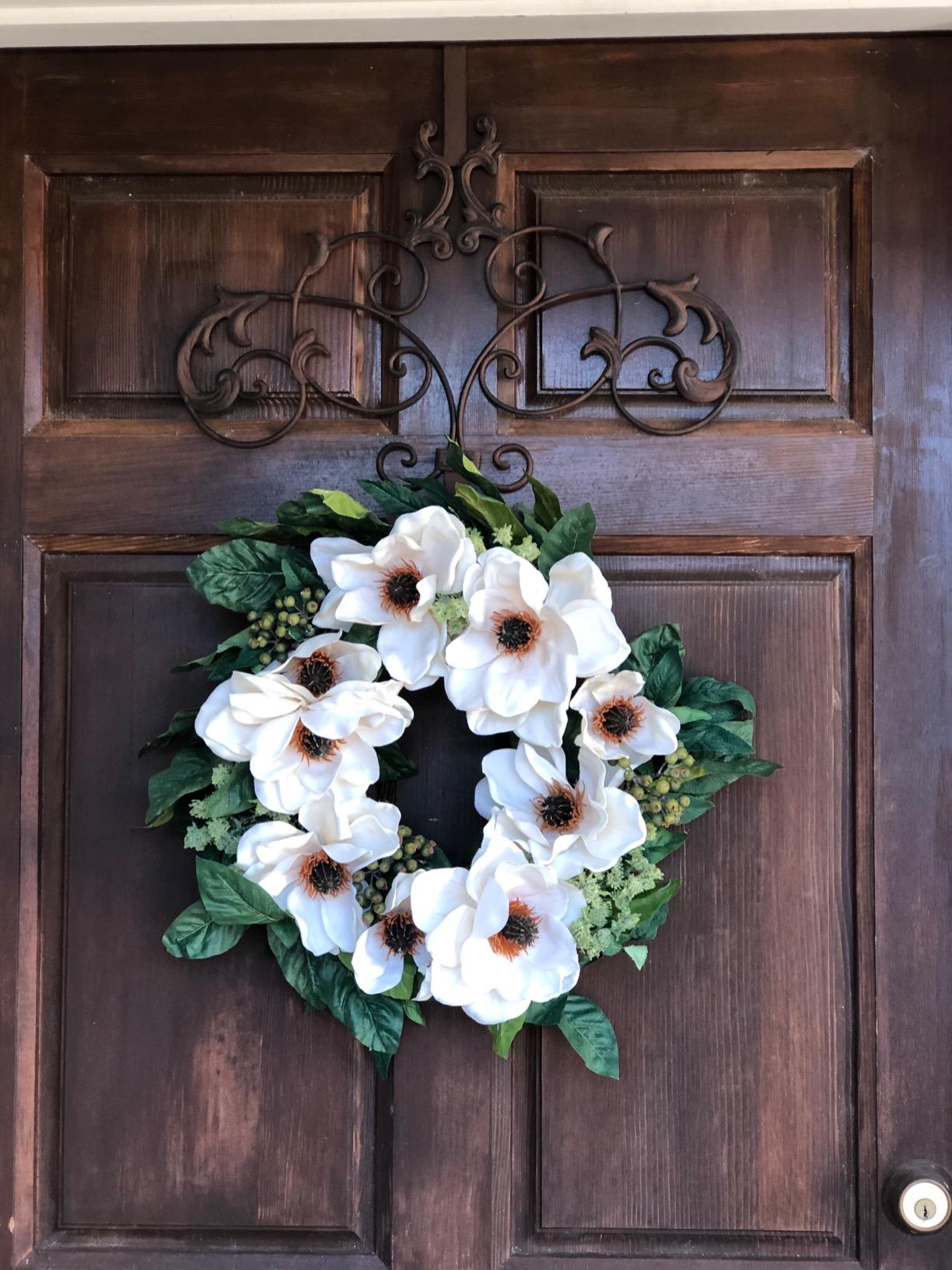 Nearly Natural 4793 22in. Magnolia Wreath,White customer photo 2