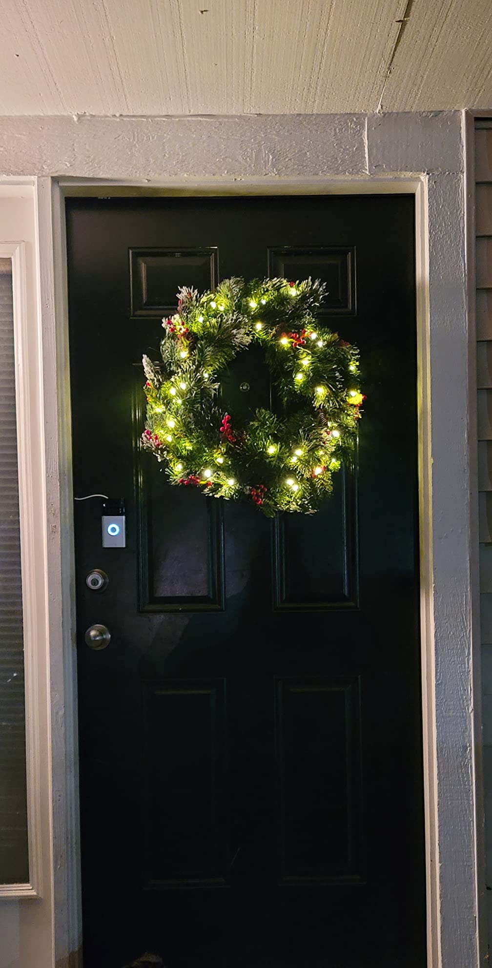 National Tree Company 24in Pre-Lit Wintry Pine Flocked Christmas Wreath customer photo 1
