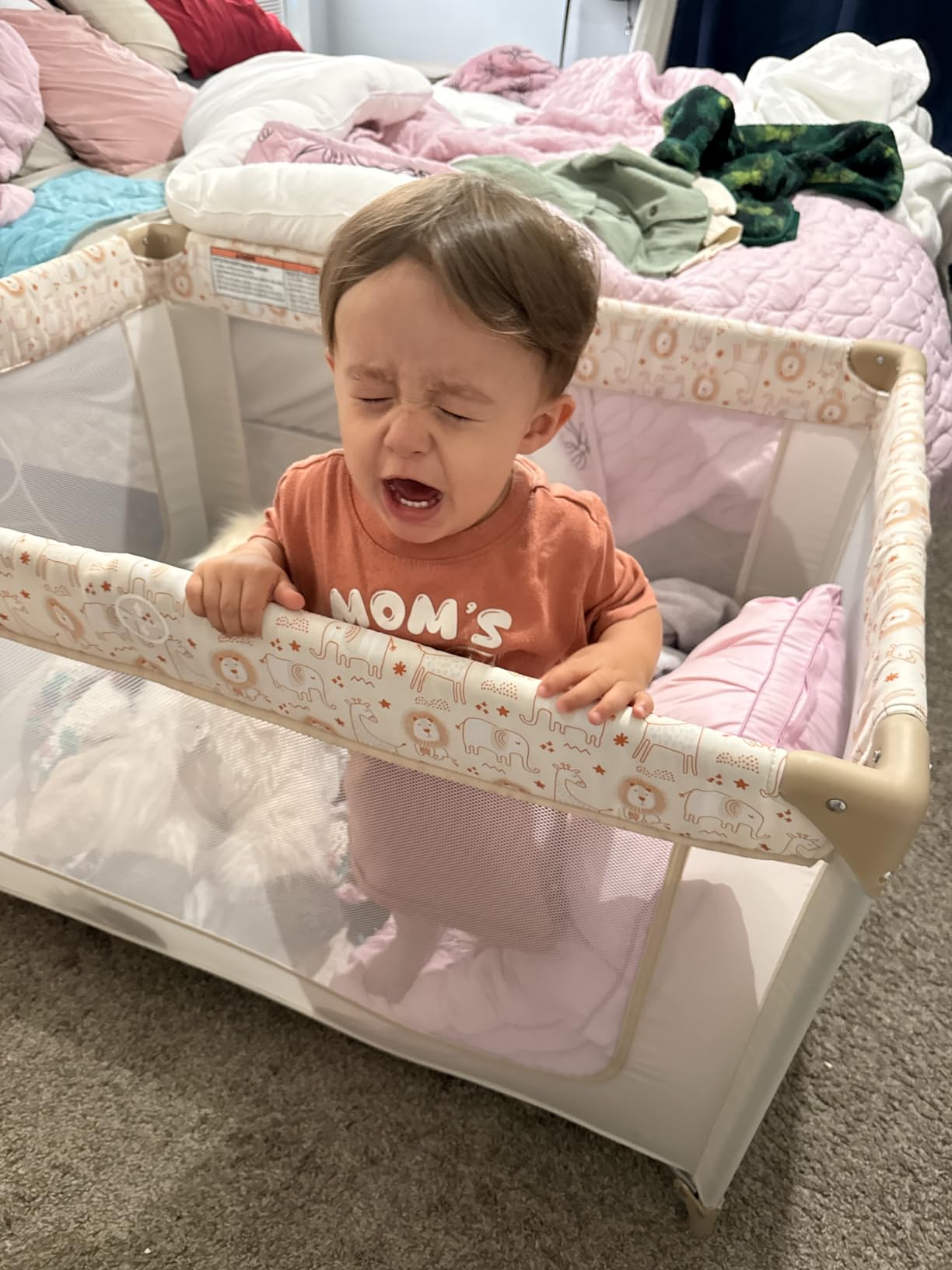 Dream On Me Zodiak Portable Playard, Compact for Travel, Carry Bag, Beige | Removable 1 inch Mattress Pad, Mesh Sides, Quick Fold, 30 Lb Limit - ASTM Tested for Infants & Toddlers, Indoor & Outdoor Use customer photo 2