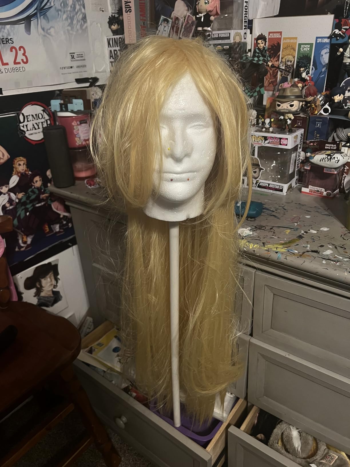 MapofBeauty 40 Inch Oblique Bangs Anime Long Straight Wig, Black customer photo 1