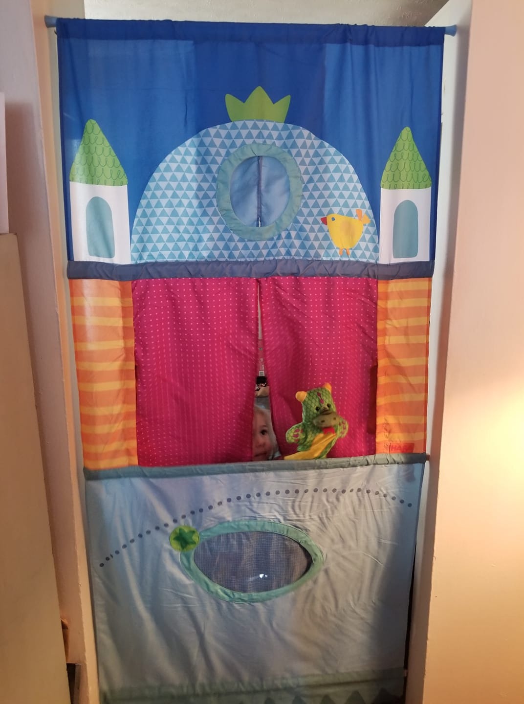 HABA Doorway Puppet Theater - Space Saver with Adjustable Rod: Ideal for Pretend Play, Hand Puppets, Educational Kids Activities, & Toys for Toddlers 3 Years and Up customer photo 2
