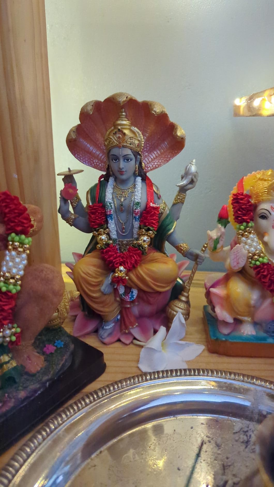 PTC 8 Inch Vishnu with Lotus Mythological Indian Hindu God Statue Figurine customer photo 1