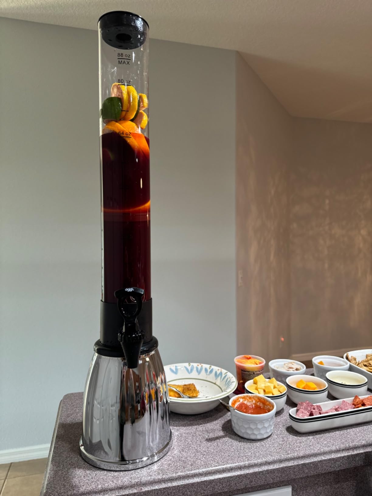 OGGI Beer Tower 88oz - Beverage Dispenser with Spigot & Ice Tube, Margarita Tower, Mimosa Tower, Perfect Drink Dispensers for Parties, Drink Tower, Holds 6 Pints of Beer – Stainless customer photo 1