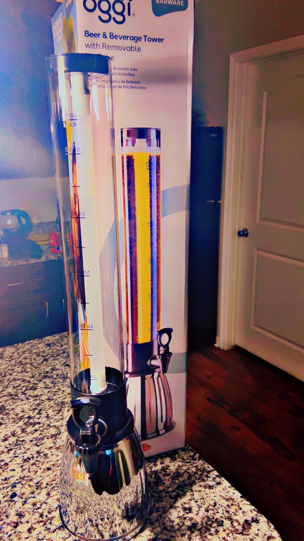 OGGI Beer Tower 88oz - Beverage Dispenser with Spigot & Ice Tube, Margarita Tower, Mimosa Tower, Perfect Drink Dispensers for Parties, Drink Tower, Holds 6 Pints of Beer – Stainless customer photo 2