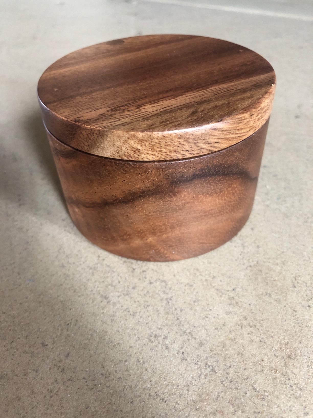 Lipper International Acacia Wood Salt or Spice Box with Swivel Cover, 3-1/2