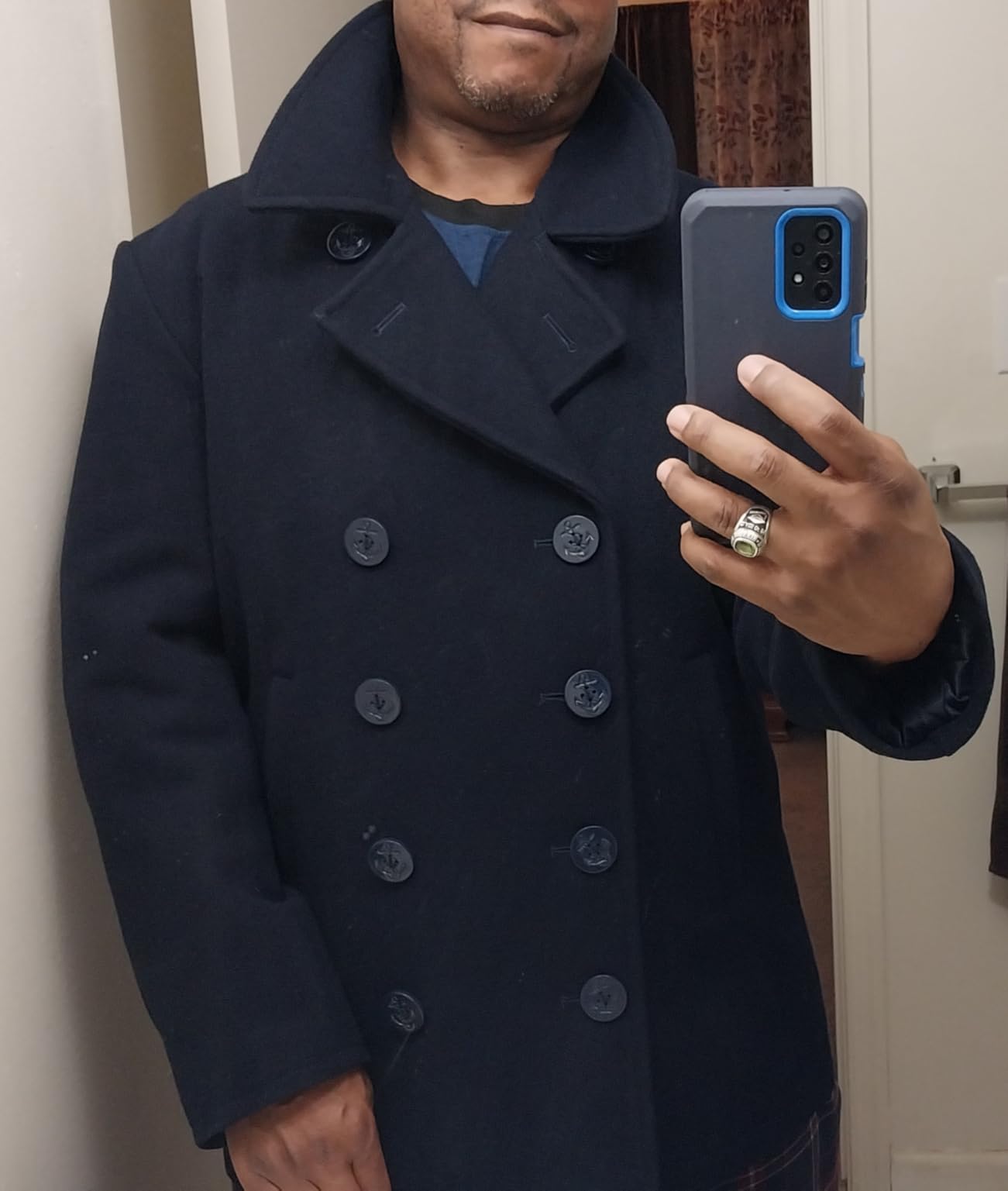 Seibertron Men's Woolen Coat US Navy Type 80% Wool USN Pea Coat customer photo 2