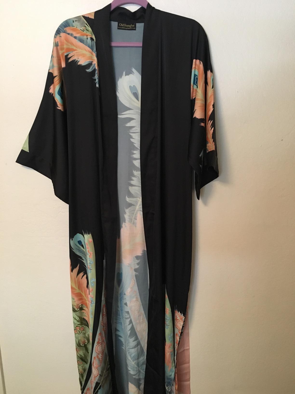 OLDSHANGHAI Charmeuse Long Kimono Robe for Women customer photo 2