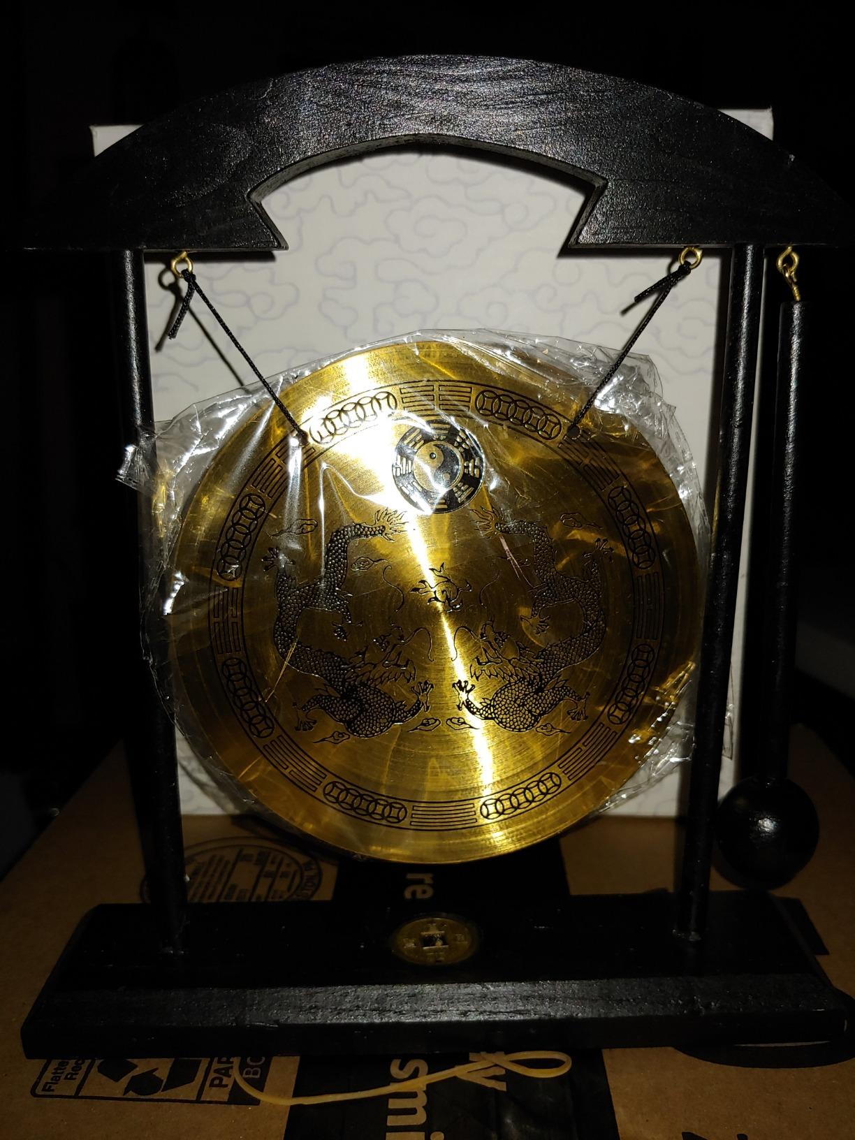 Feng Shui Brass Gong Desktop Zen Art for Fortune + Free Red String Bracelet H1301 customer photo 2
