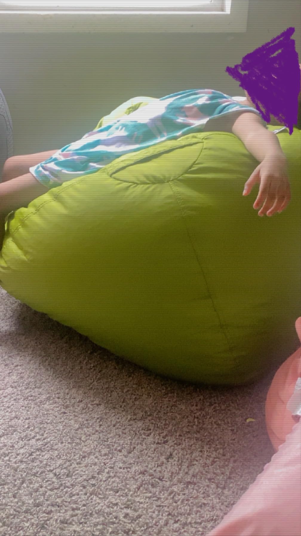 Big Joe Classic Bean Bag Chair for Kids Bedroom and Reading Nook, Easy-Clean Radiant Orchid, Durable Nylon Polyester Blend, 2 feet Refillable customer photo 2