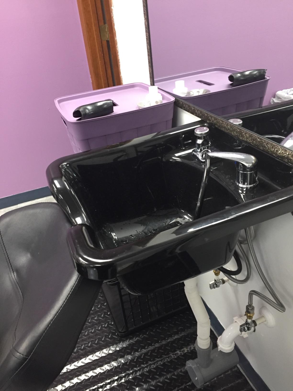 BYOOTIQUE Shampoo Bowl Salon Sink with Gel Neck Rest CUPC Vacuum Breaker | Black Square Wall Mounted, Hair Washing Basin Station, Portable Shampoo Bowl, with Hair Trap, Barbershop Nursing Home customer photo 2