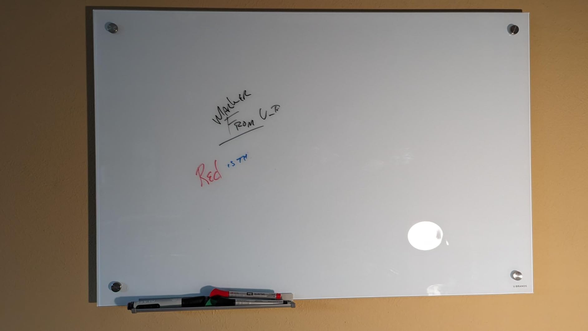 U Brands Glass Dry Erase Whiteboard, 24