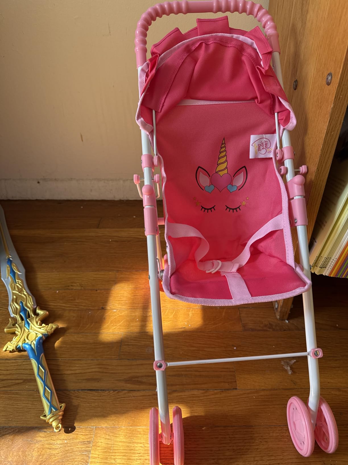 The New York Doll Collection My First Doll Stroller with Basket & Heart Design Foldable Doll Stroller, Pink customer photo 1