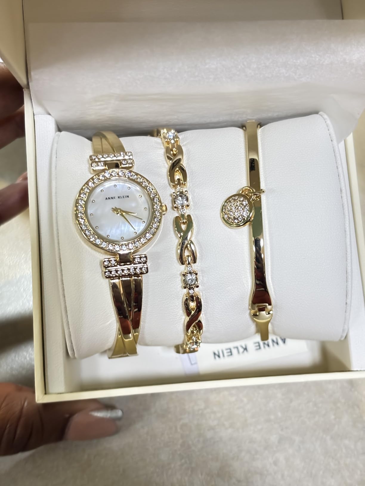 Anne Klein Women's Premium Crystal Accented Bangle Watch and Bracelet Set customer photo 2