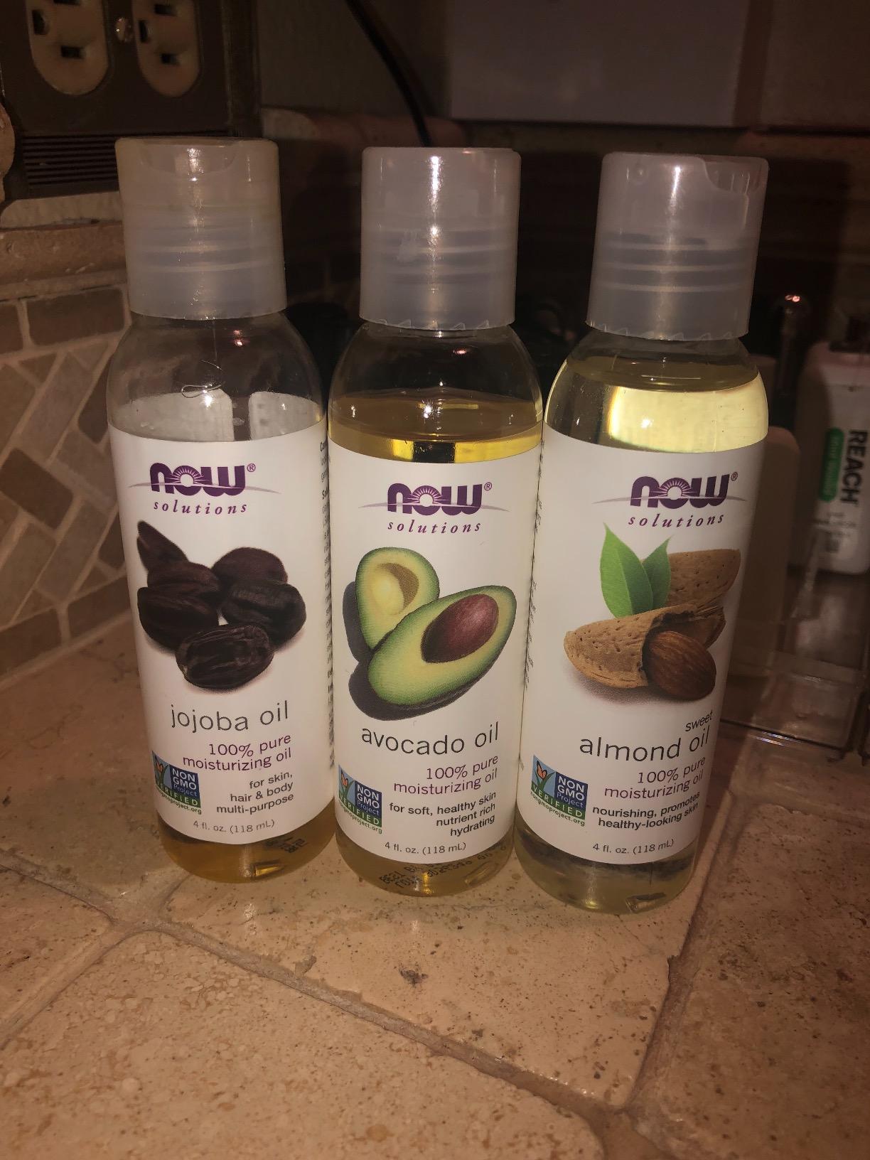 Now Foods Variety Moisturizing Oils Sampler: Sweet Almond, Avocado, and Jojoba Oils - 4oz. Bottles each customer photo 2