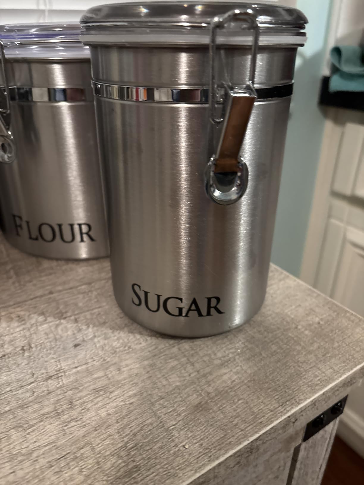 Oggi Stainless Steel Tea Canister 62 fl oz - Airtight Clamp Lid, Clear See-Thru Top - Ideal for Tea Bag, Loose Tea, Kitchen Storage, Pantry Storage. Large Size 5