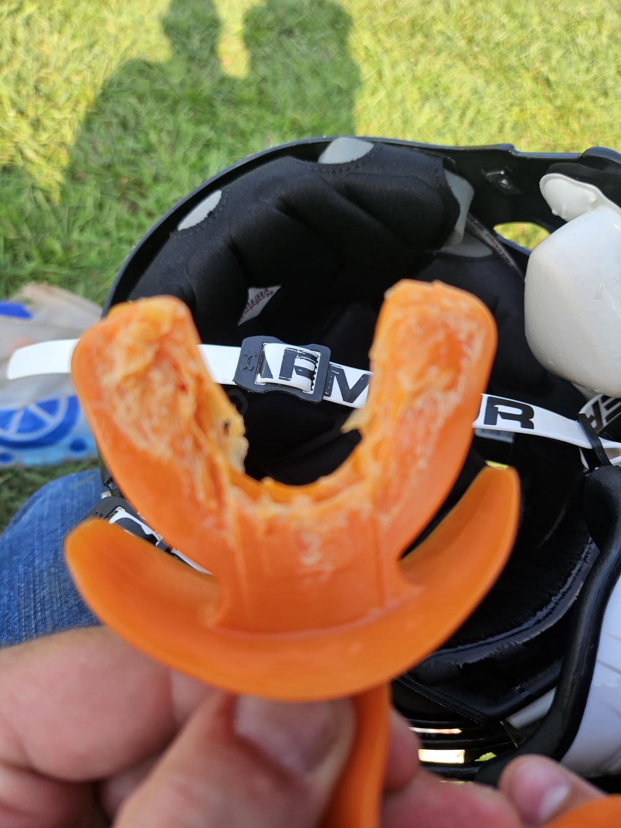 Vettex DoubleGuard Mouth Guard with Lip Protection, White | Football, Lacrosse, MMA, Boxing, Adjustable Helmet Strap, Braces Friendly, 2 Breathing Channels, NCAA & NFHS Certified customer photo 2