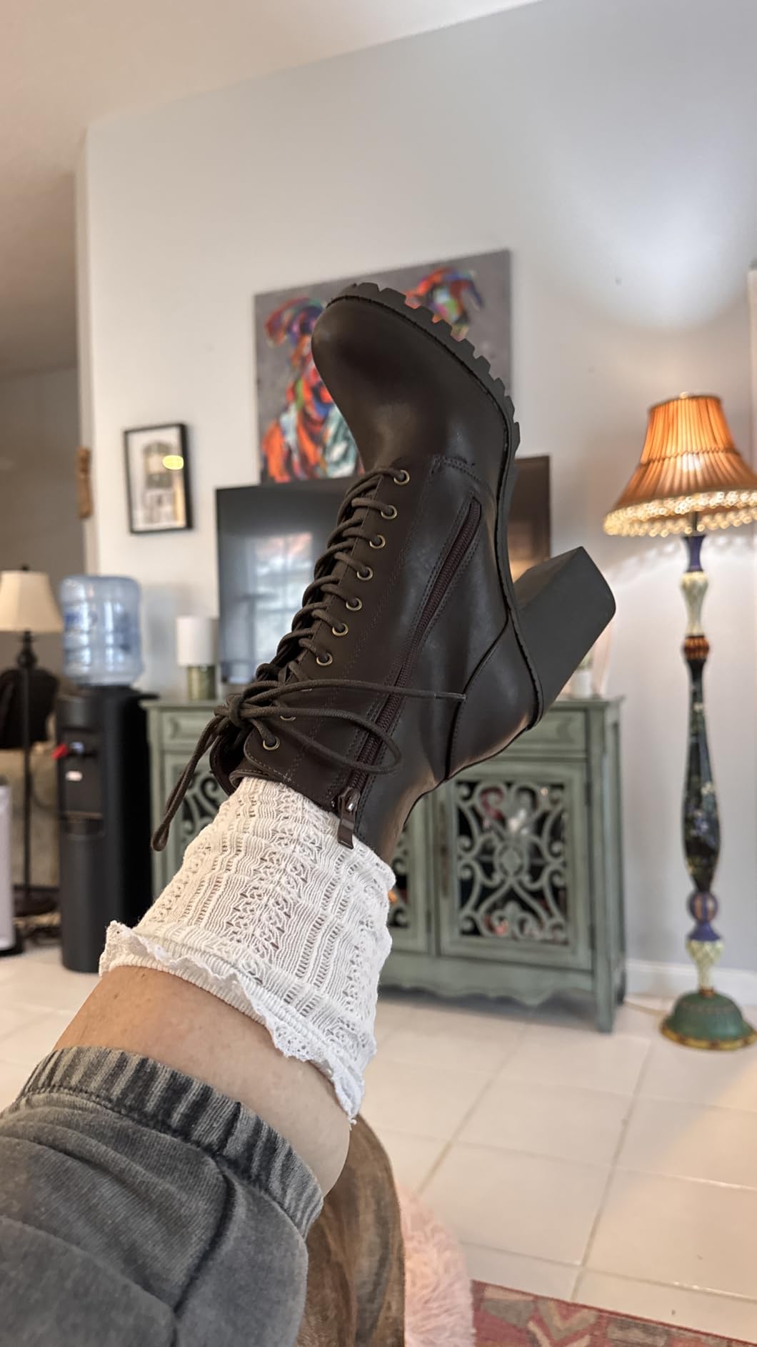 DREAM PAIRS Women's Combat Ankle Chunky Heel Lace up Booties customer photo 1