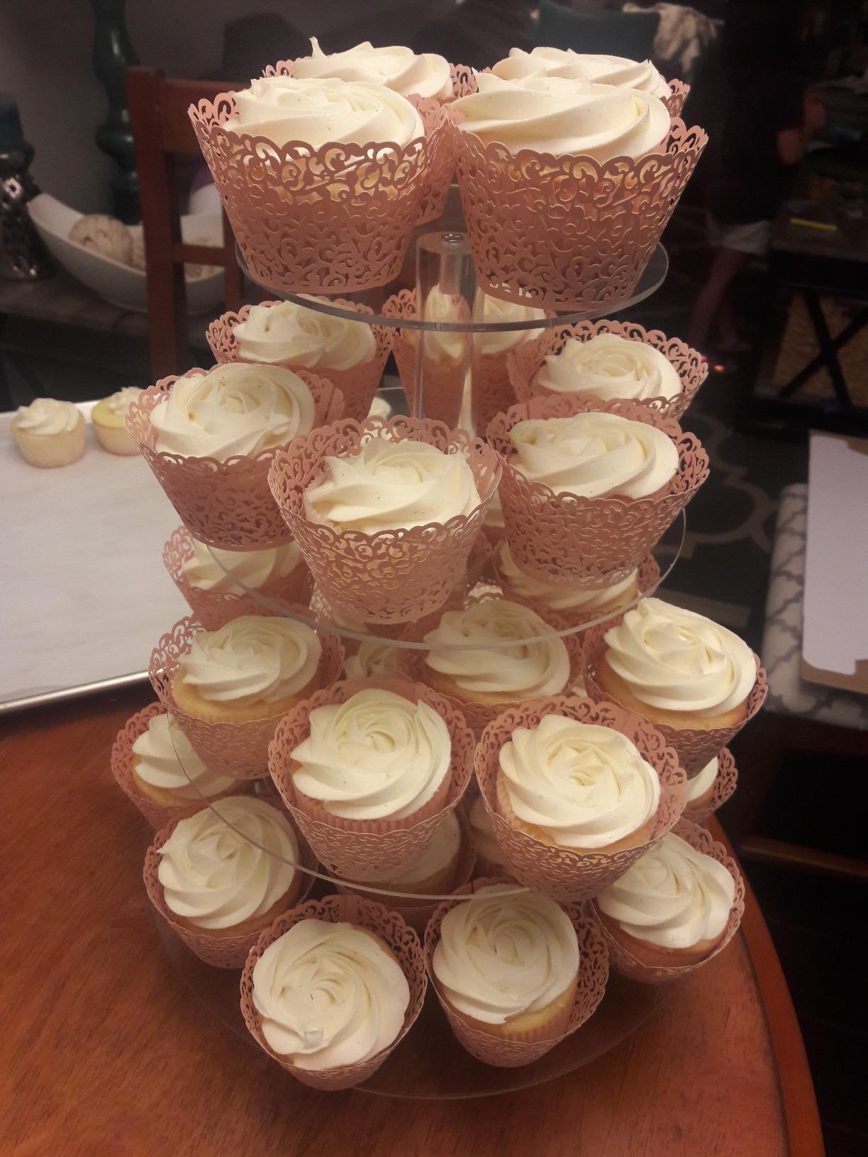 Jusalpha Large 4 Tier Acrylic Cupcake Stand, Round Cake Stand for Party | Adjustable Dessert Tower Serving Platter for Birthday Wedding, Stand with Rod Feet, comes with a tote bag customer photo 1