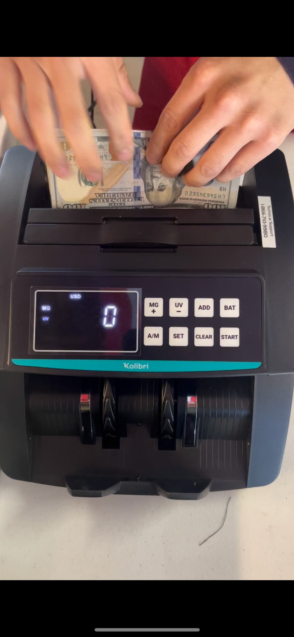 KOLIBRI Money Counter Machine I UV/MG I Set Value Count I LCD Display I Business Grade I Dollar, Euro I Advanced UV/MG/IR/DD/HLF Detection I 1,500 Notes/Min I 1-Year Warranty I KOLIBRI UV/MG customer photo 1