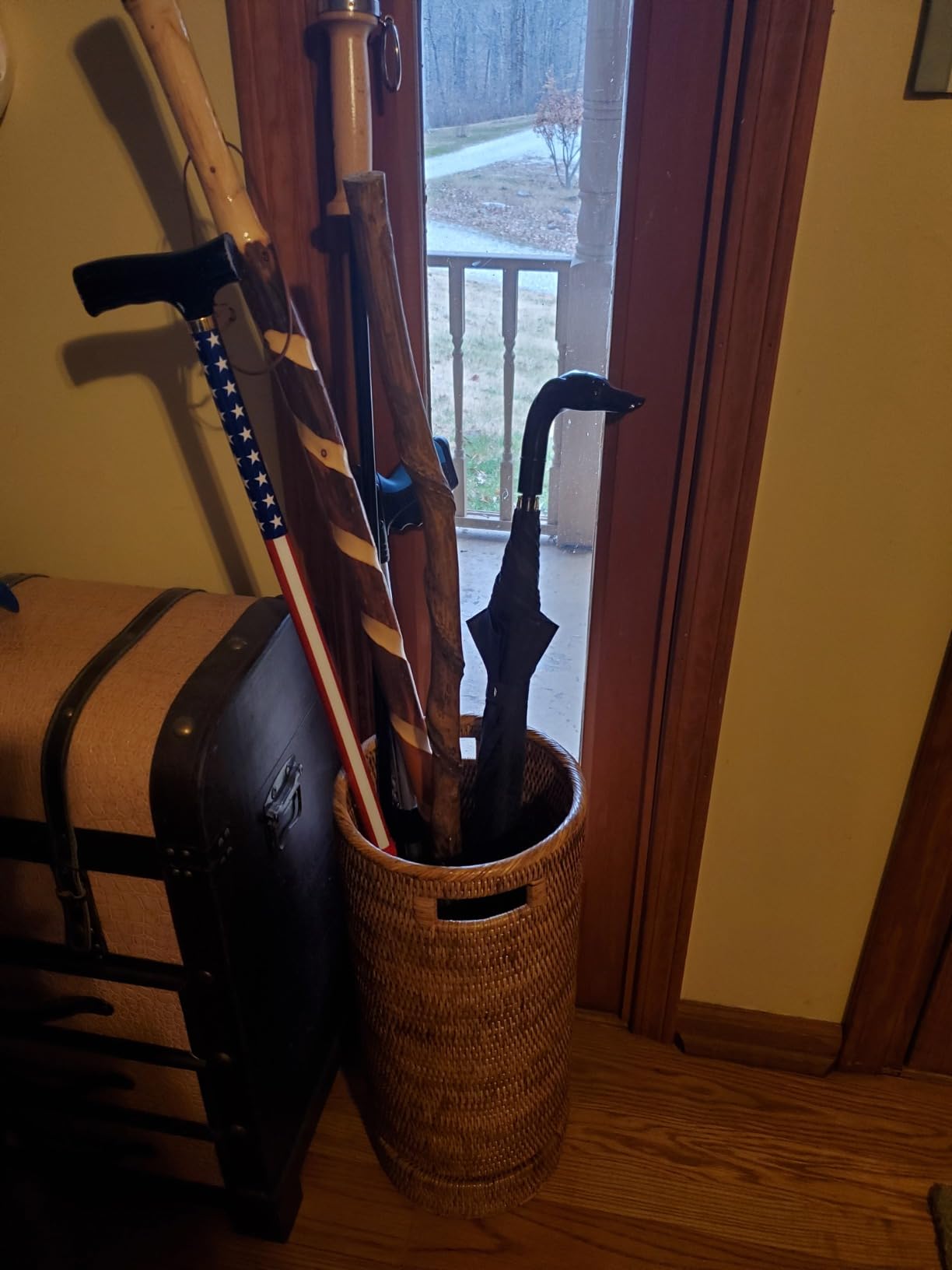 KOUBOO La Jolla Rattan Umbrella Stand, Handmade, Honey Brown, Umbrella Holder, Sturdy, Walking Sticks, Canes, Entryway, Mudroom, Office, Dip Tray, Home Decor customer photo 1
