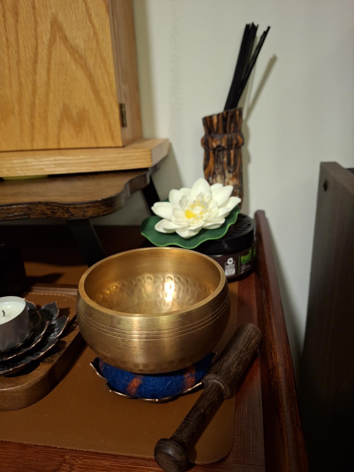 Handcrafted Tibetan Singing Bowl Set – 3.5” Sound Bowl for Meditation, Sound Healing & Yoga – Healing Instrument with Wooden Striker & Cushion – Authentic Hand-Hammered in Nepal customer photo 1