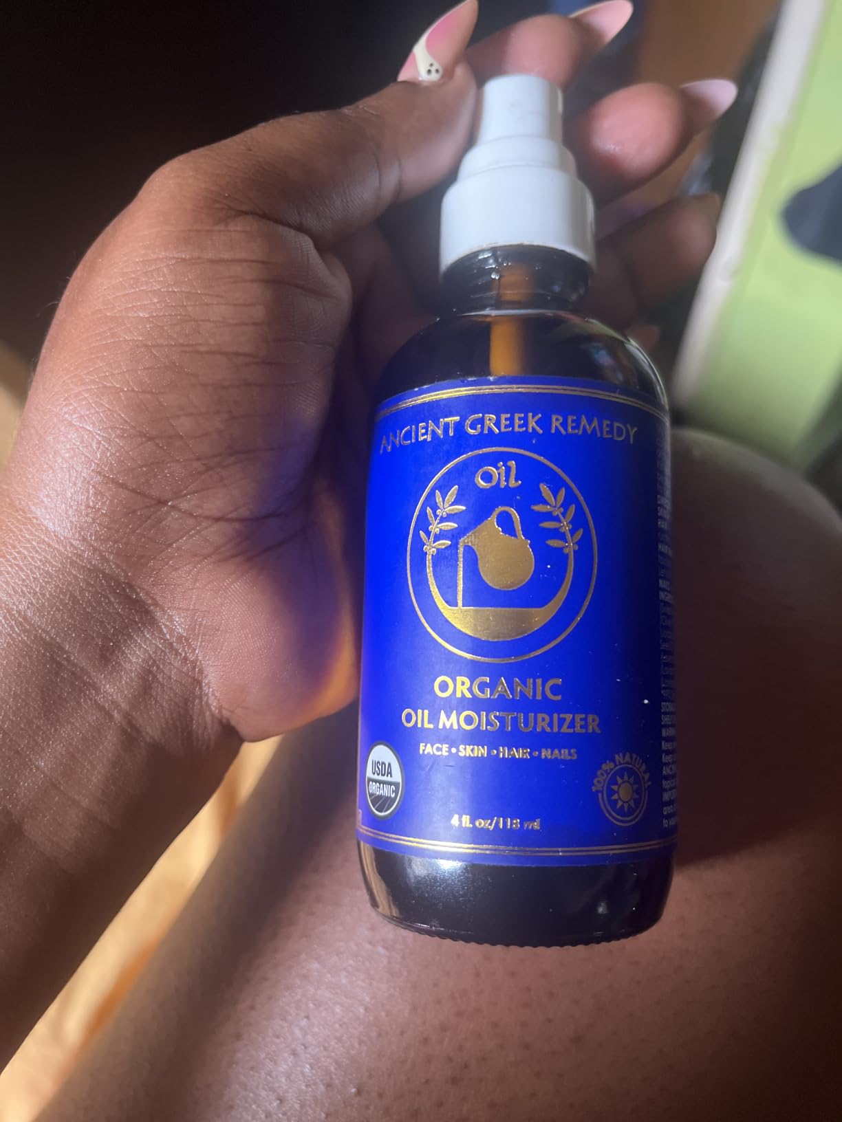 Organic Body Oil Dry Skin - After Shower Natural Face Oil & Body Moisturizer with Cold Pressed Almond, Olive, Jojoba, Rosehip, Vitamin E & Lavender oils. Facial Skin Care for Women & Men, Scented 4oz customer photo 1
