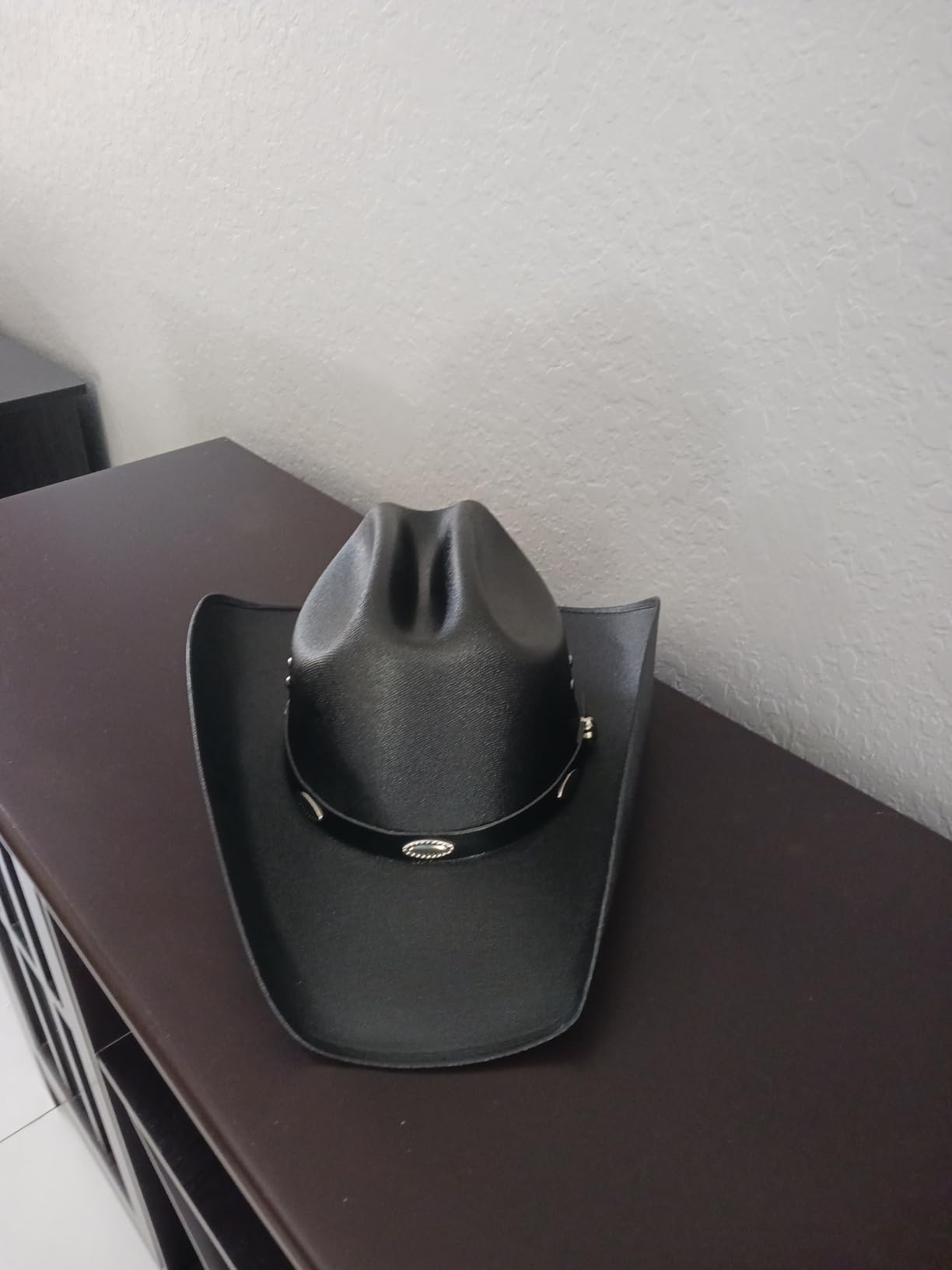 Western Express Natural Straw Cowboy Hat for Men and Women - Cattleman Style with Black Hat Band and Silver Conchos customer photo 1