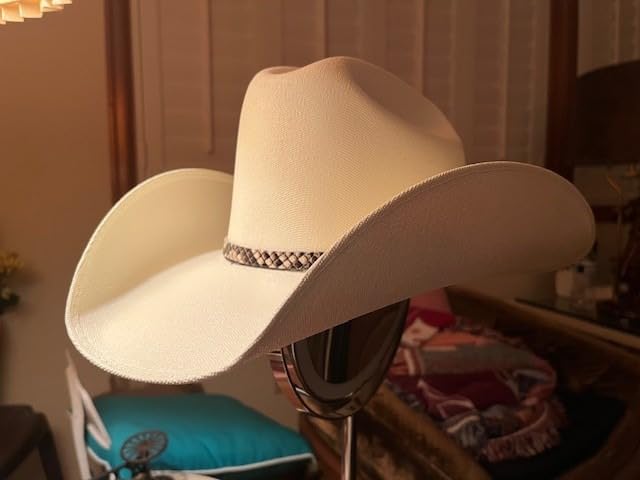 Western Express Natural Straw Cowboy Hat for Men and Women - Cattleman Style with Black Hat Band and Silver Conchos customer photo 2