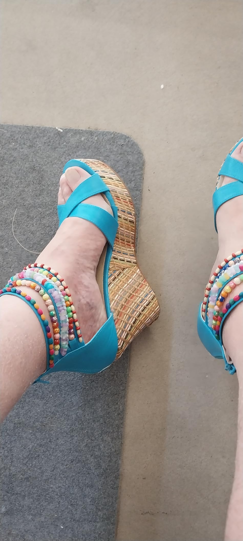 getmorebeauty Women's Wedge Sandals With Pearls Across The Top Platform Sandals High Heels customer photo 1