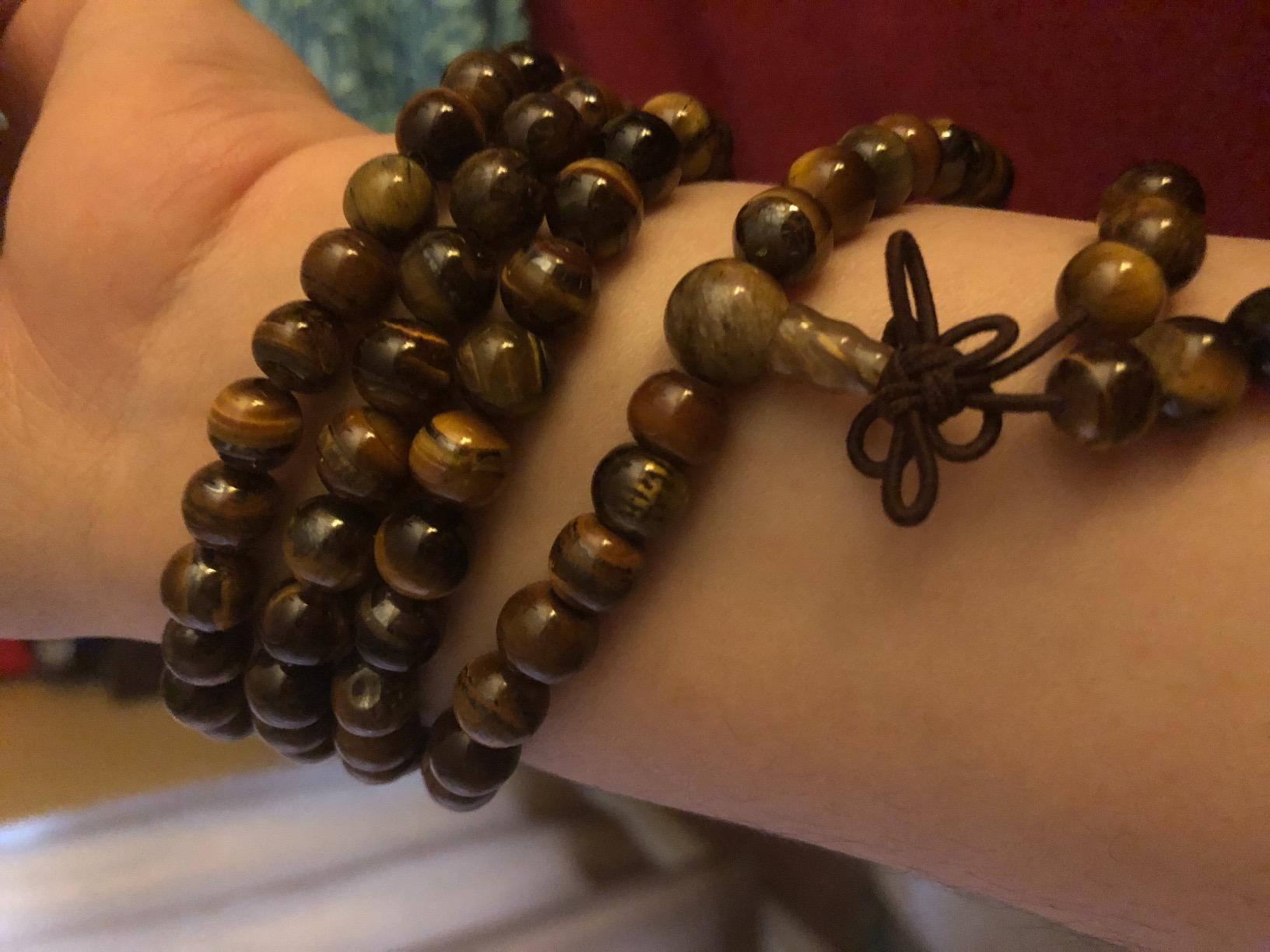 Tibetan 6mm 8mm 108 Natural Tiger Eye Gemstone Beads Prayer Mala Bracelet Necklace customer photo 2