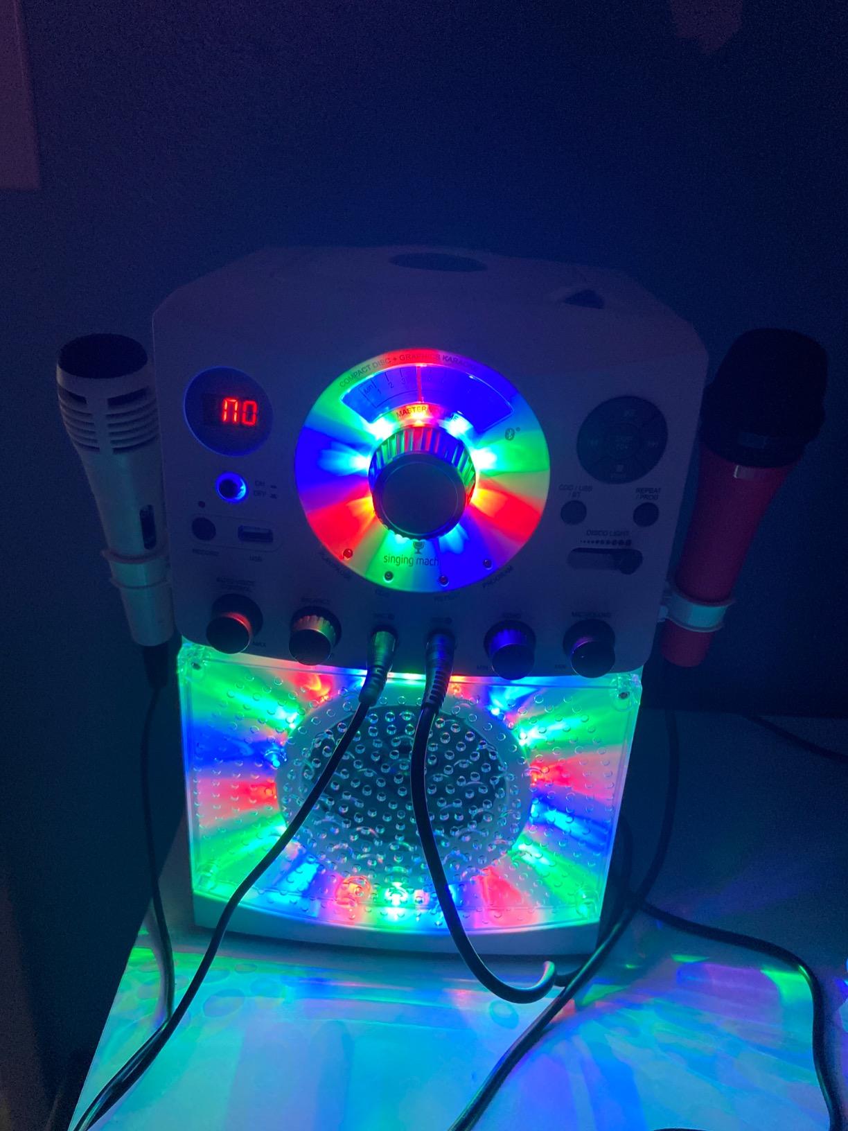 Singing Machine Portable Karaoke Machine for Adults & Kids with Wired Microphone, White - Built-In Speaker, Bluetooth with LED Disco Lights - Karaoke System with CD+G Player & USB Connectivity customer photo 1