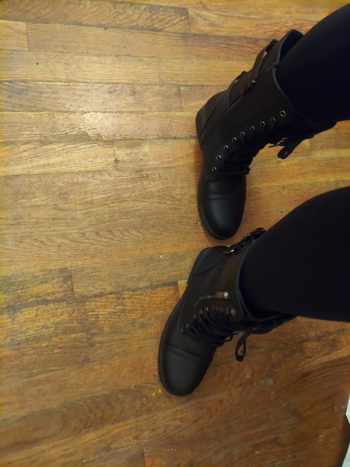 DREAM PAIRS Women's Mid Calf Built-in Wallet Pocket Lace up Military Combat Boots customer photo 1