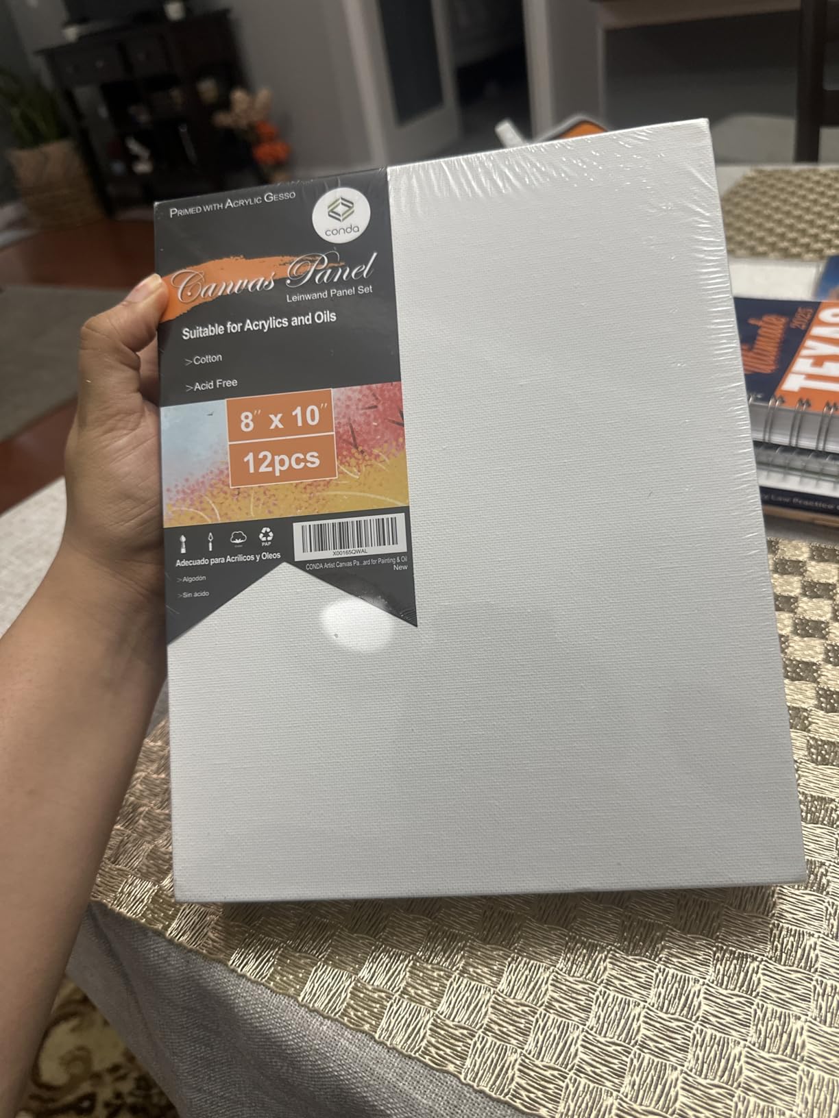 CONDA Canvas Boards for Painting,100% Cotton Canvas Panels, White Blank Canvases, Primed, Acid-Free, Artist Quality for Acrylic, Pouring Watercolor & Oil Painting 8 x 10 inch, 12 Pack customer photo 1