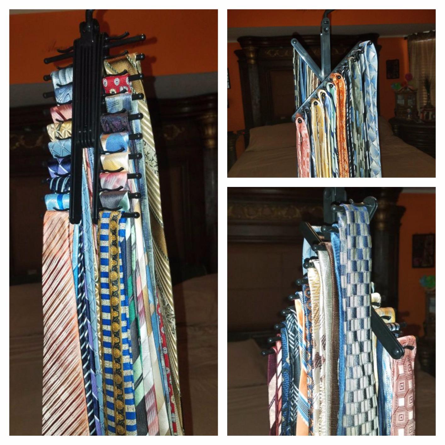 IPOW Upgraded 2 PCS See Everything Cross X 20 Tie Rack Holder,Rotate to Open/Close Tie and Belt Hanger with Non-Slip Clips,360 Degree Swivel Space Saving Organizer customer photo 1