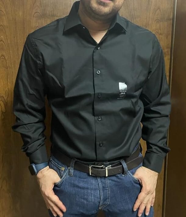 Kenneth Cole Unlisted Men's Slim Fit Solid Dress Shirt - Amazon Exclusive customer photo 2