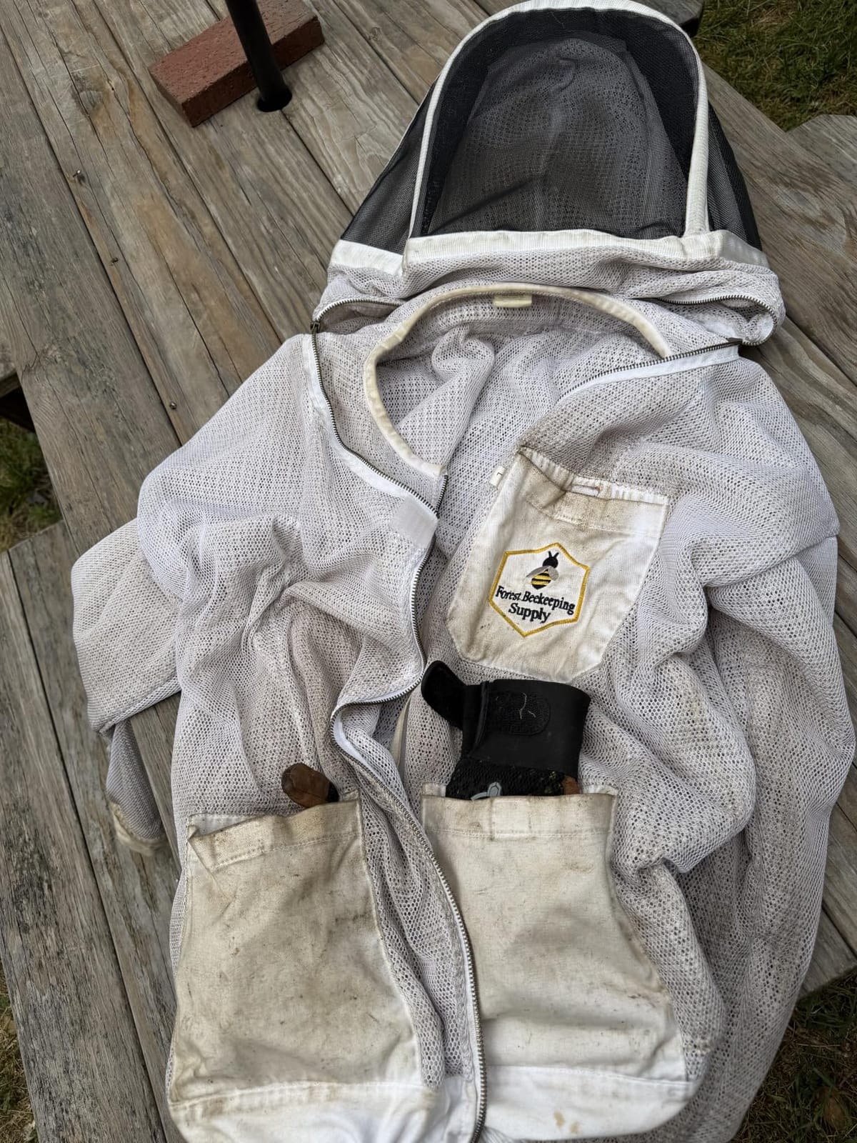 Ventilated Bee Jacket for Men and Women with Gloves and Detachable Fencing Veil, 3-Layer Beekeeping Jacket, YKK Brass Zippers (Large) customer photo 1