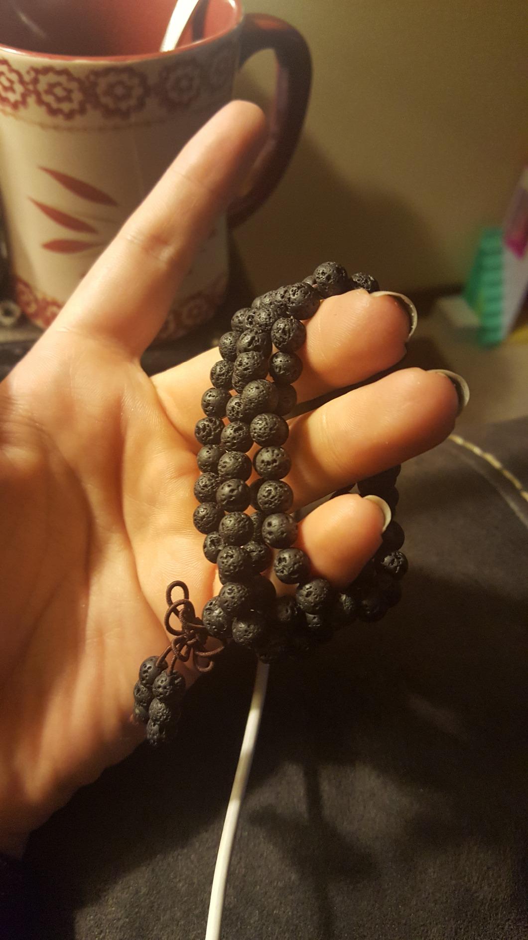 Jovivi 6mm 8mm Natural Lava Rock Stone Healing Gemstone 108 Prayer Beads Tibetan Mala Bracelet Necklace customer photo 1
