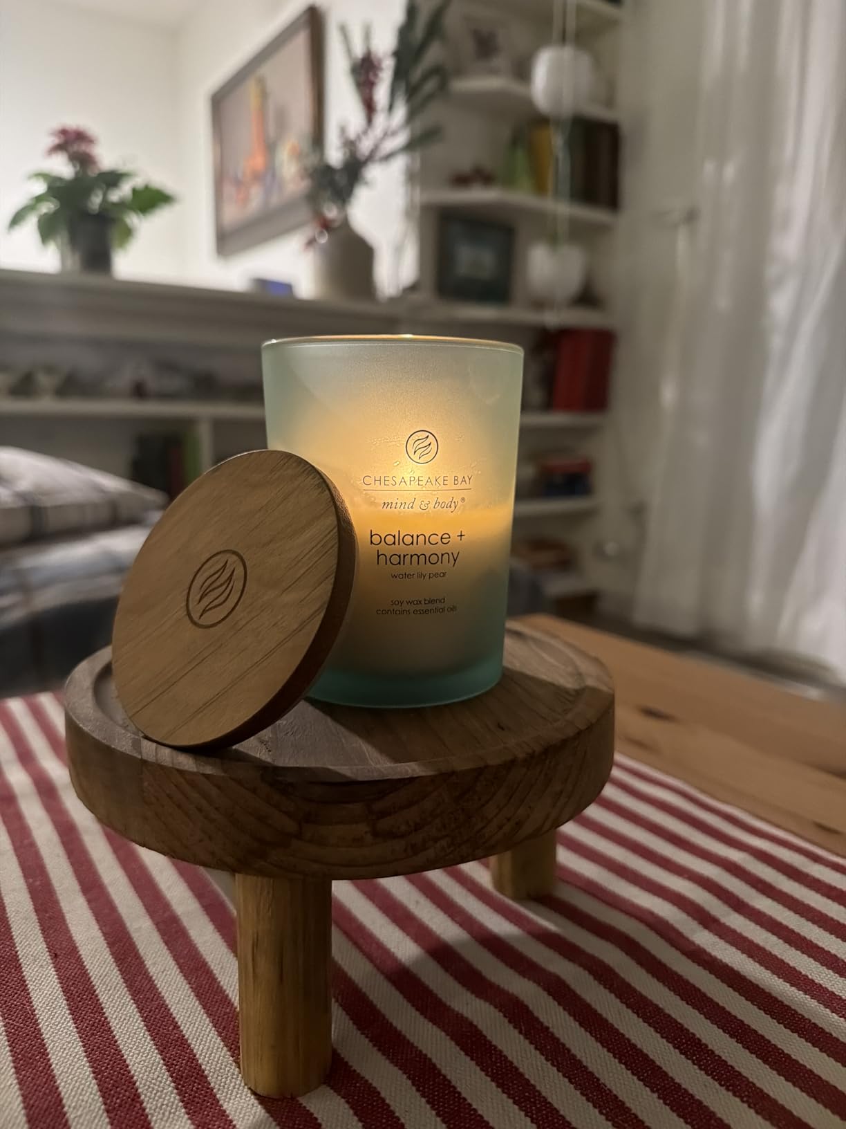 Chesapeake Bay Balance + Harmony Scented Candle Water Lily Pear Fragrance 50 Hours Burn Time Warm & Decorative Soy Wax Blend customer photo 1
