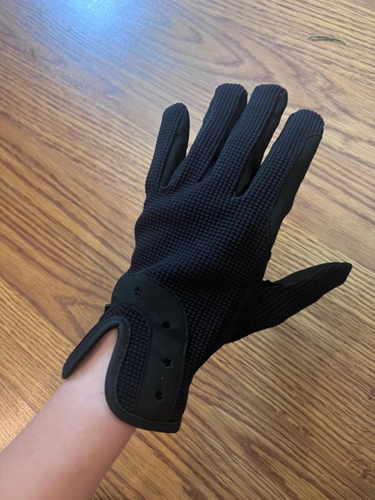 Ladies Women Horse Riding Gloves Cotton Dublin Track Fabric Shires Gloves Leather Equestrian Gloves customer photo 2