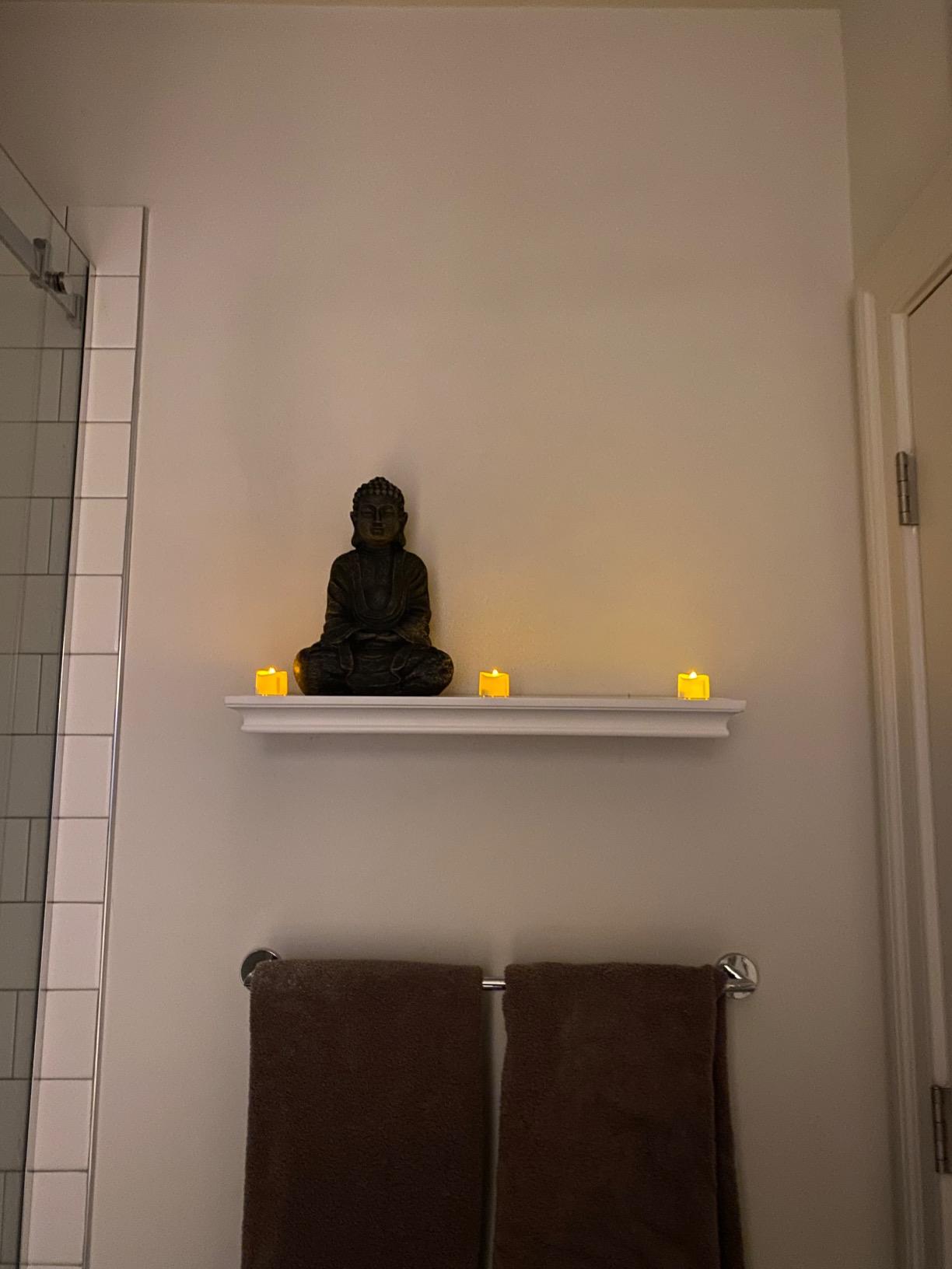 MyGift 11.5 Inch Gray Buddha Statue Resin Meditation Figurine | Calming Seated Pose, Detailed Resin Craftsmanship, Serene Atmosphere, Mindfulness Accent, Indoor Outdoor Styling customer photo 1