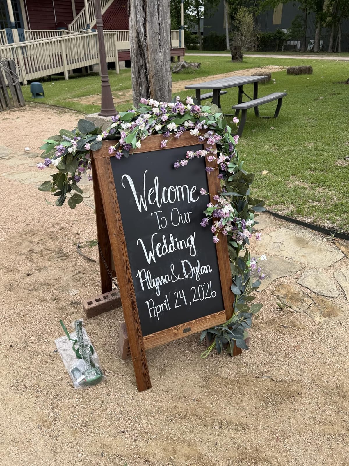 A Frame Chalkboard by HBCY Creations: 40x20 Solid Wood A-Frame Sign Rustic Brown Double-Sided Magnetic Board, Chalkboard Menu Board, for Restaurants, Cafés, Weddings - Heavy Duty Hinges customer photo 2
