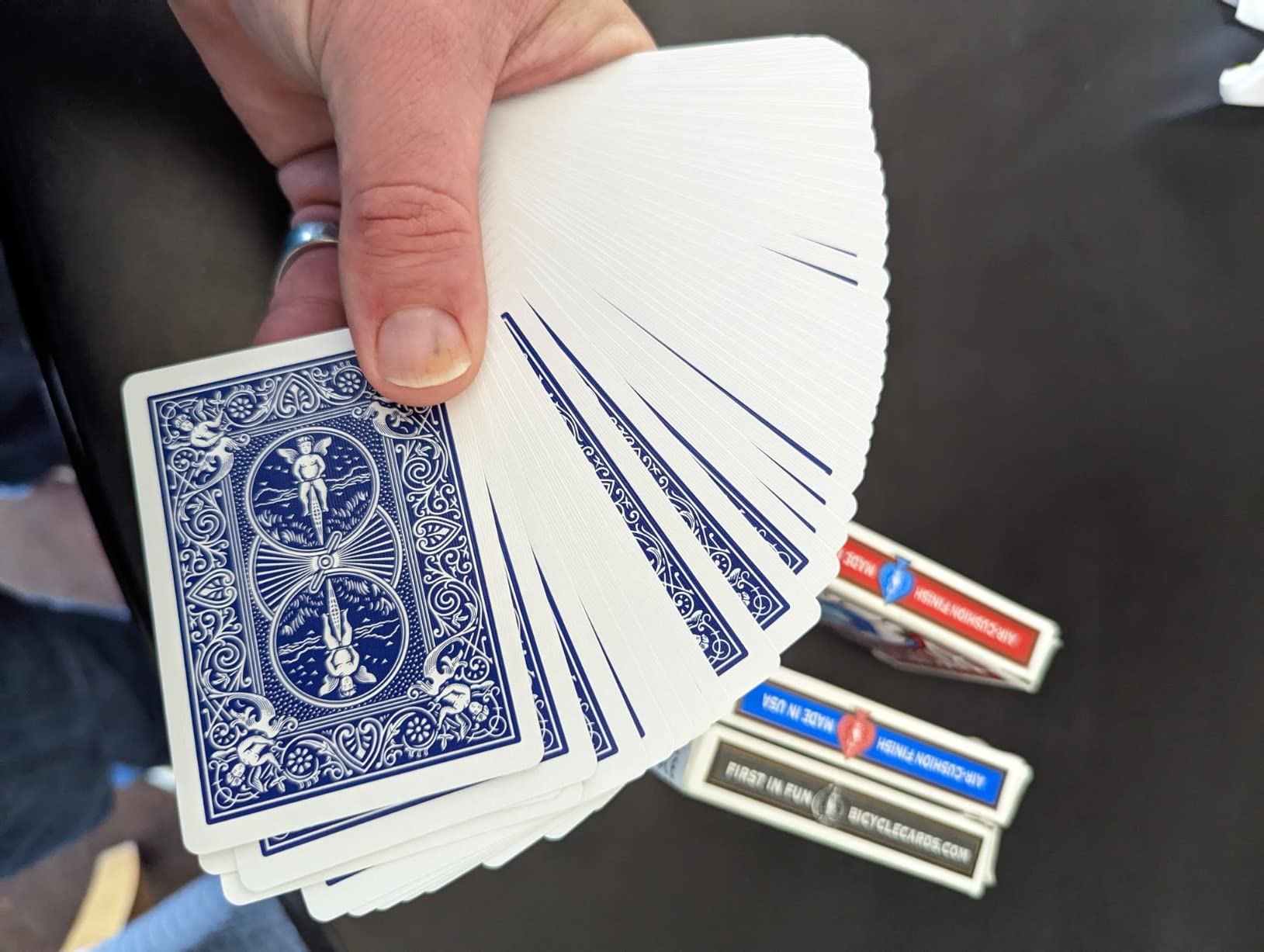 Magic Makers Bicycle Stripper Deck with 10 Bonus Tricks (Blue) - Tapered Magic Trick Deck customer photo 2