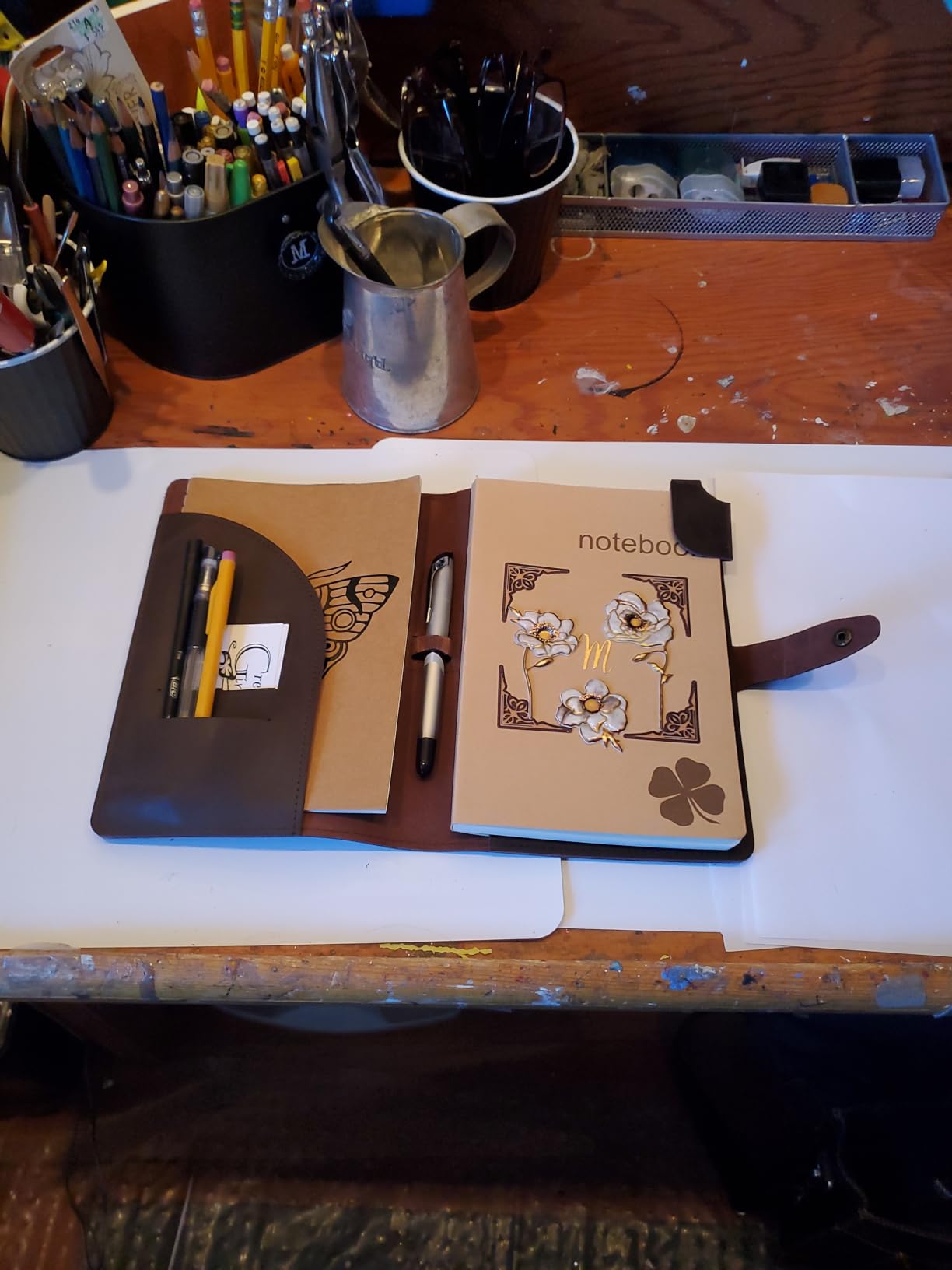 le vent Refillable Genuine Leather Journal for Women & Men - 5x8 Notebook for Work, 200+200 Lay-Flat Pages (Lined & Blank) - A5 Brown Vintage Diary Cover - Handmade for Travel, Business and Gifts customer photo 1