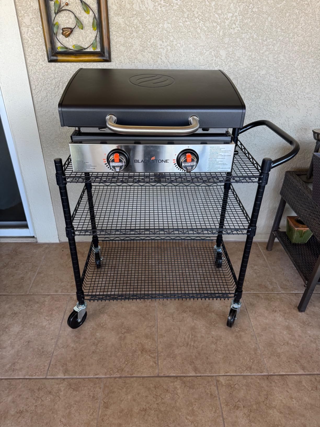 Finnhomy 3 Tier Heavy Duty Commercial Grade Utility Cart, Wire Rolling Cart with Handle Bar, Steel Service Cart with Wheels, Utility Shelf Plant Display Shelf Food Storage Trolley, NSF Listed customer photo 2